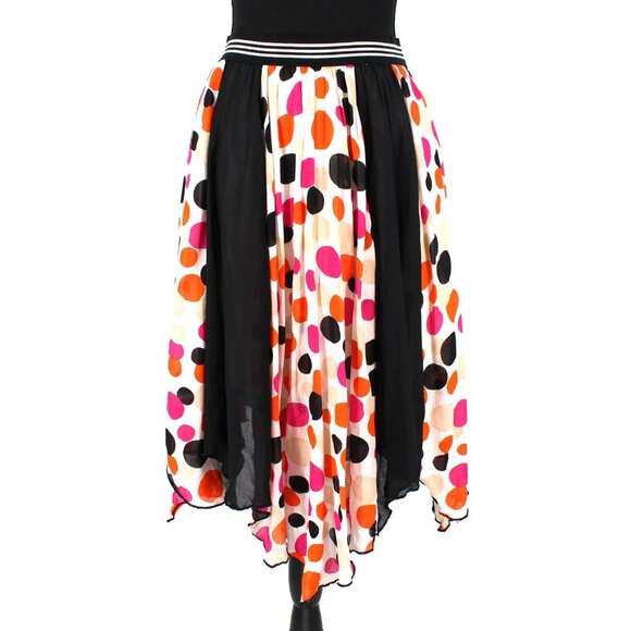 Jean Paul Junior Gaultier Black Multicolor Polka Dot Asymmetrical Skirt Small S - Picture 1 of 8